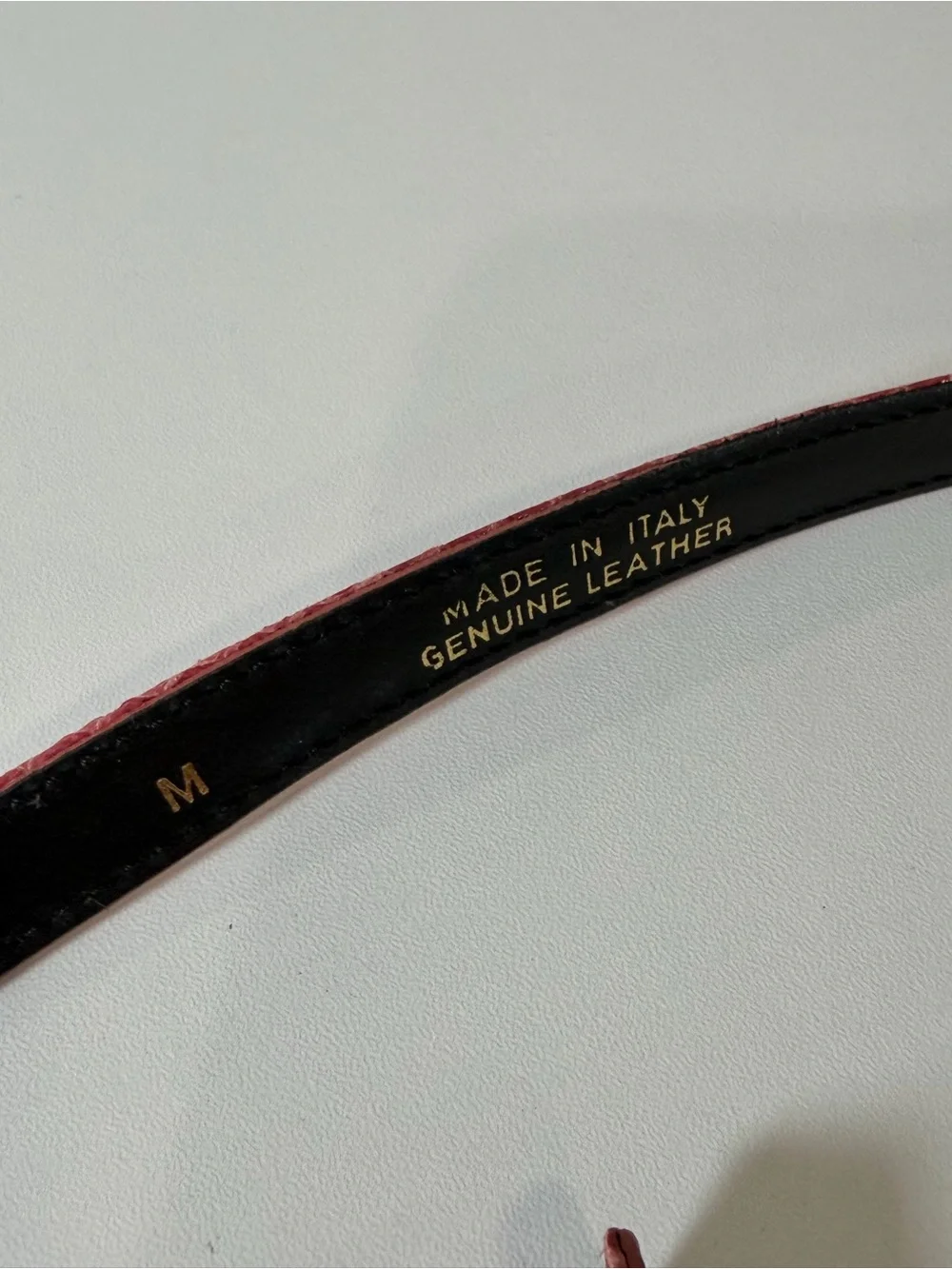 Carolina Herrera Medium Rose Snakeskin-Texture Genuine Leather Belt Gold Hardwar